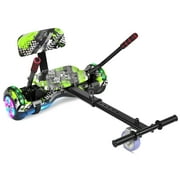 SISIGAD Hoverboard with Seat Attachment, 6.5" Self Balancing Hover Board Scooter, Built-in Cool LED Lights, Gifts for Kids Adults