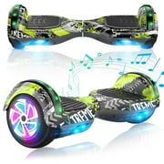 SISIGAD Hoverboard, 6.5 Inch All Terrain Self Balancing Electric Scooter with Bluetooth and LED Lights