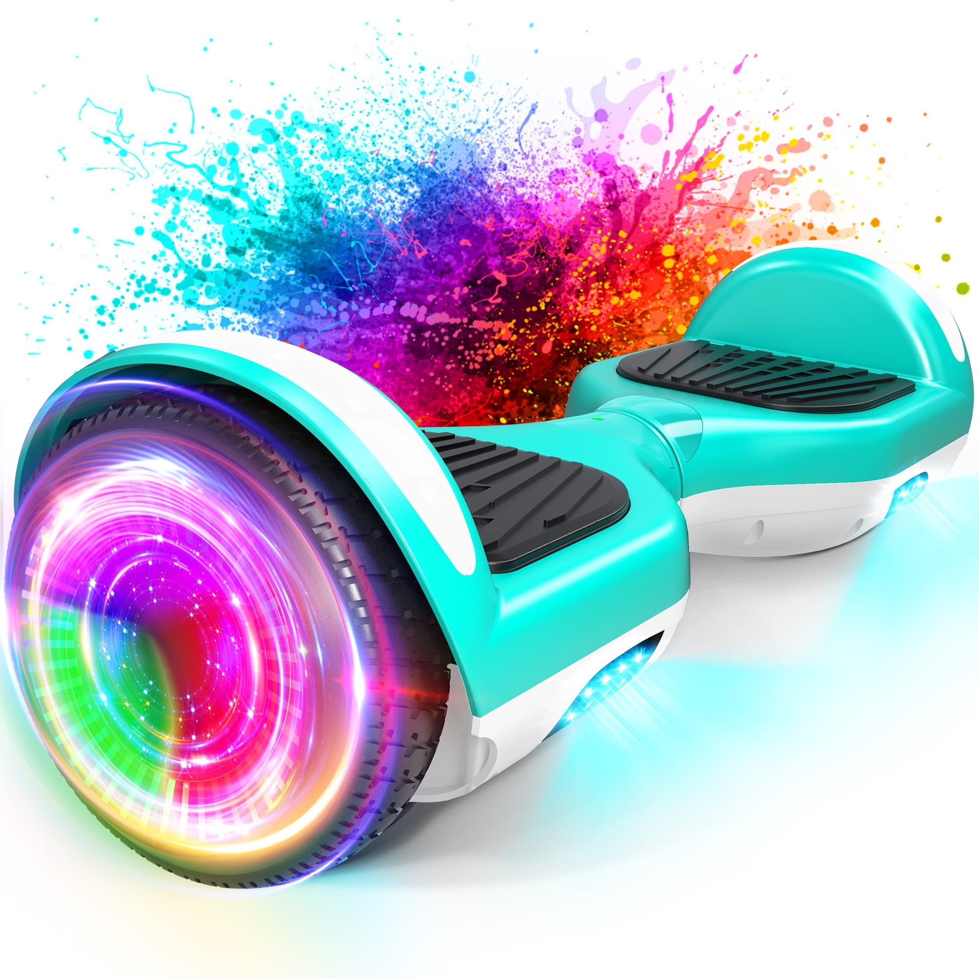 SISIGAD Hoverboard Hoverboard for Kids Adults 6.5 Flash Wheels 6.2mph 5 Miles Self Balancing Scooter Green White