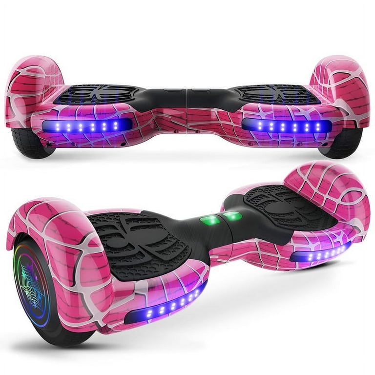 SISIGAD Hoverboard for Kids Smart Self Balance Electric Scooter with 6.5 Colorful Lights Wheels for Boys and Girls Spider Pink Walmart