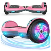 SISIGAD Hoverboard 18V 6.5" Two-Wheel Self Balancing Hoverboard with LED Light for Kids Gift Pink Gray
