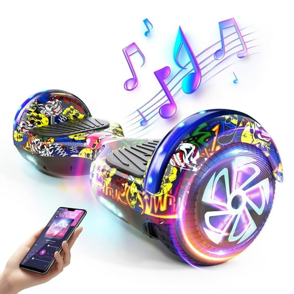 SISIGAD Hoverboard with Bluetooth Speaker and LED Lights, All-Terrain Self Balancing Electric Scooter, Max Weight up to 200 LBS