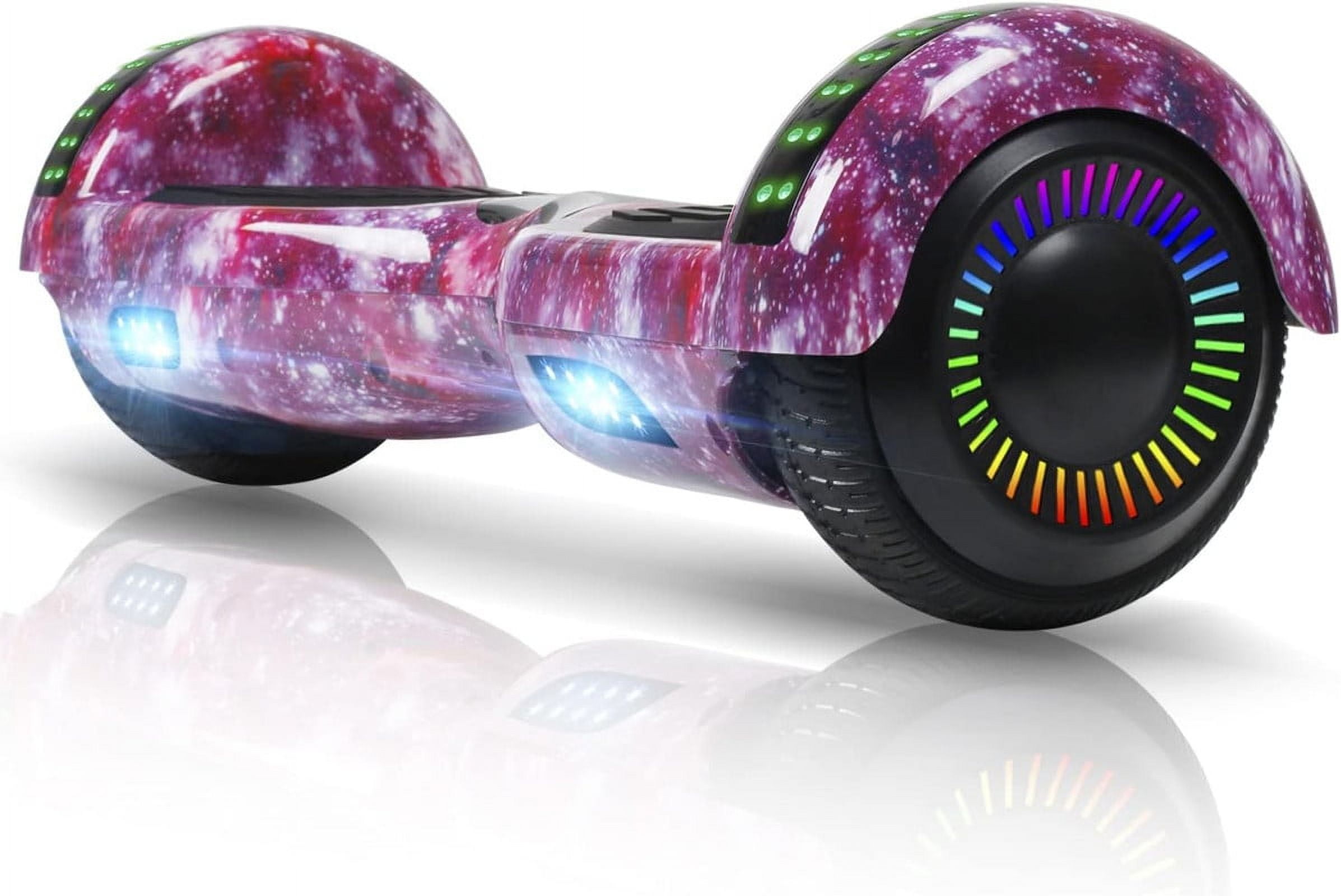 SISIGAD Hoverboard with Bluetooth and LED Lights 6.5 Two Wheel Self Balancing Electric Scooter for Kids and Adults Galaxy Purple Walmart