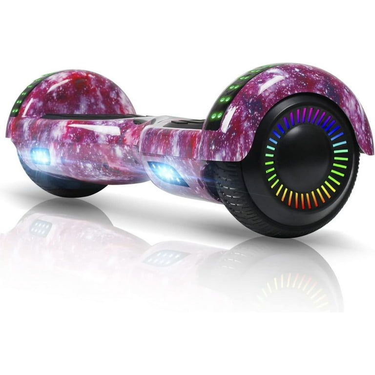 SISIGAD Hoverboard with Bluetooth and LED Lights 6.5 Two Wheel Self Balancing Electric Scooter for Kids and Adults Galaxy Purple Walmart
