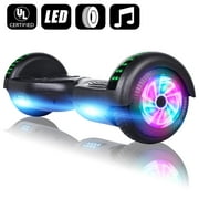 SISIGAD Hoverboard with Bluetooth and LED Lights, 6.5" Wheels, 10 MPH Top Speed & 5 Miles Long Range, Black