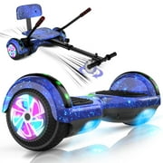 SISIGAD Hoverboard with Go Kart Combo 6.5" Hoverboard with Seat Attachment, LED Light-up Wheels, Blue