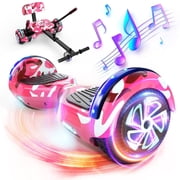 SISIGAD Hoverboard with Seat, 6.5 Hover Board Go Kart, 300W Powerful Motor, 6-10MPH Max Speed Self Balancing Electric Scooter