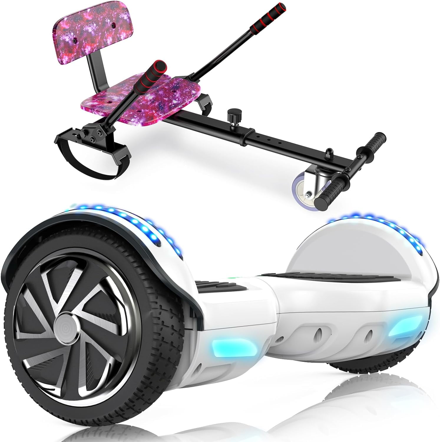 SISIGAD Hoverboard with Seat Attachment Combo for Kids, Bluetooth ...