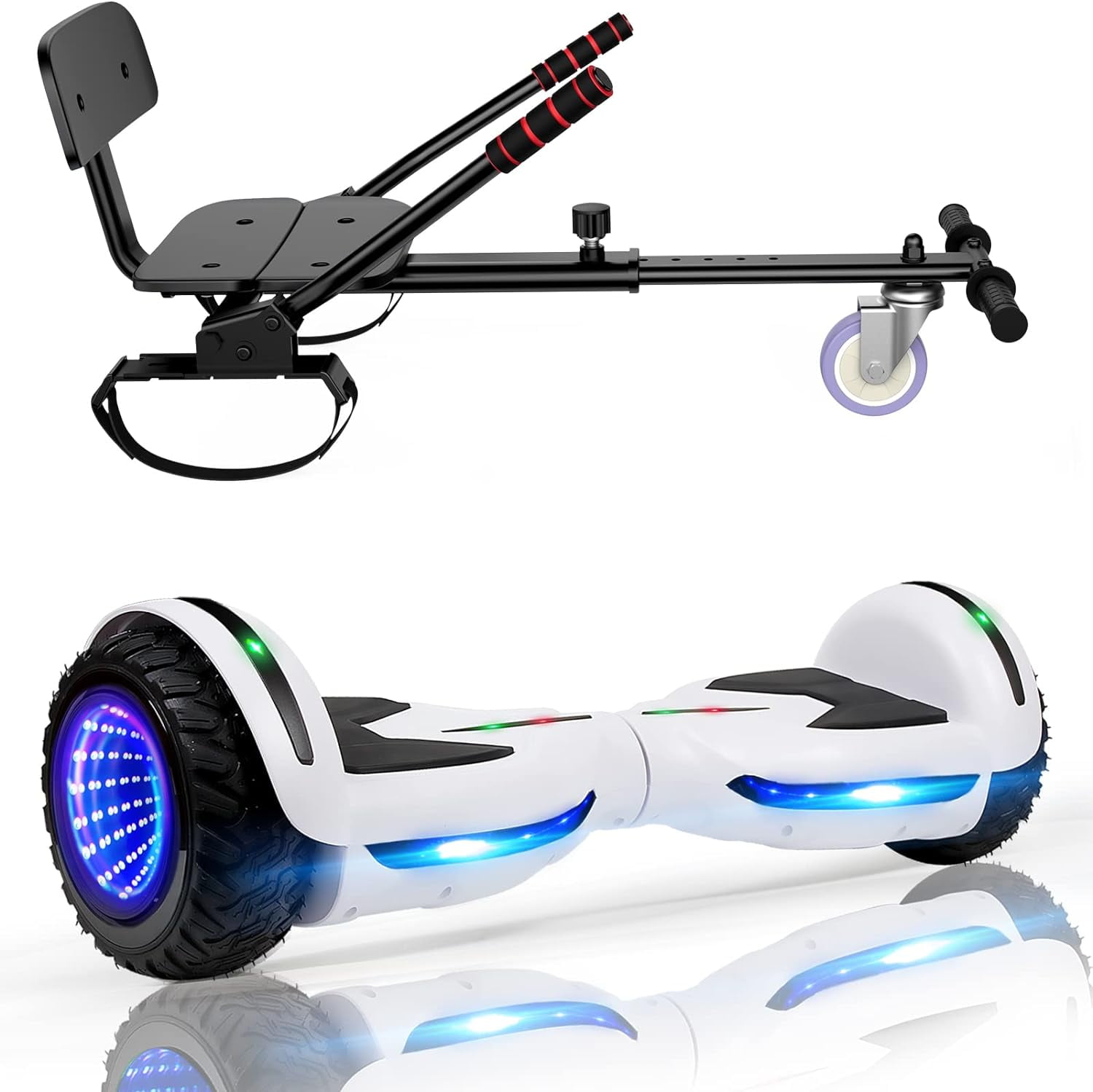 SISIGAD Hoverboard with Seat Attachment, Go Kart Conversion Kit, 6.5 ...