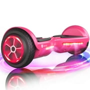 SISIGAD Kids Hoverboard with LED Headlight, 6 MPH Max Speed, 5 Miles Max Distance - Rose Red