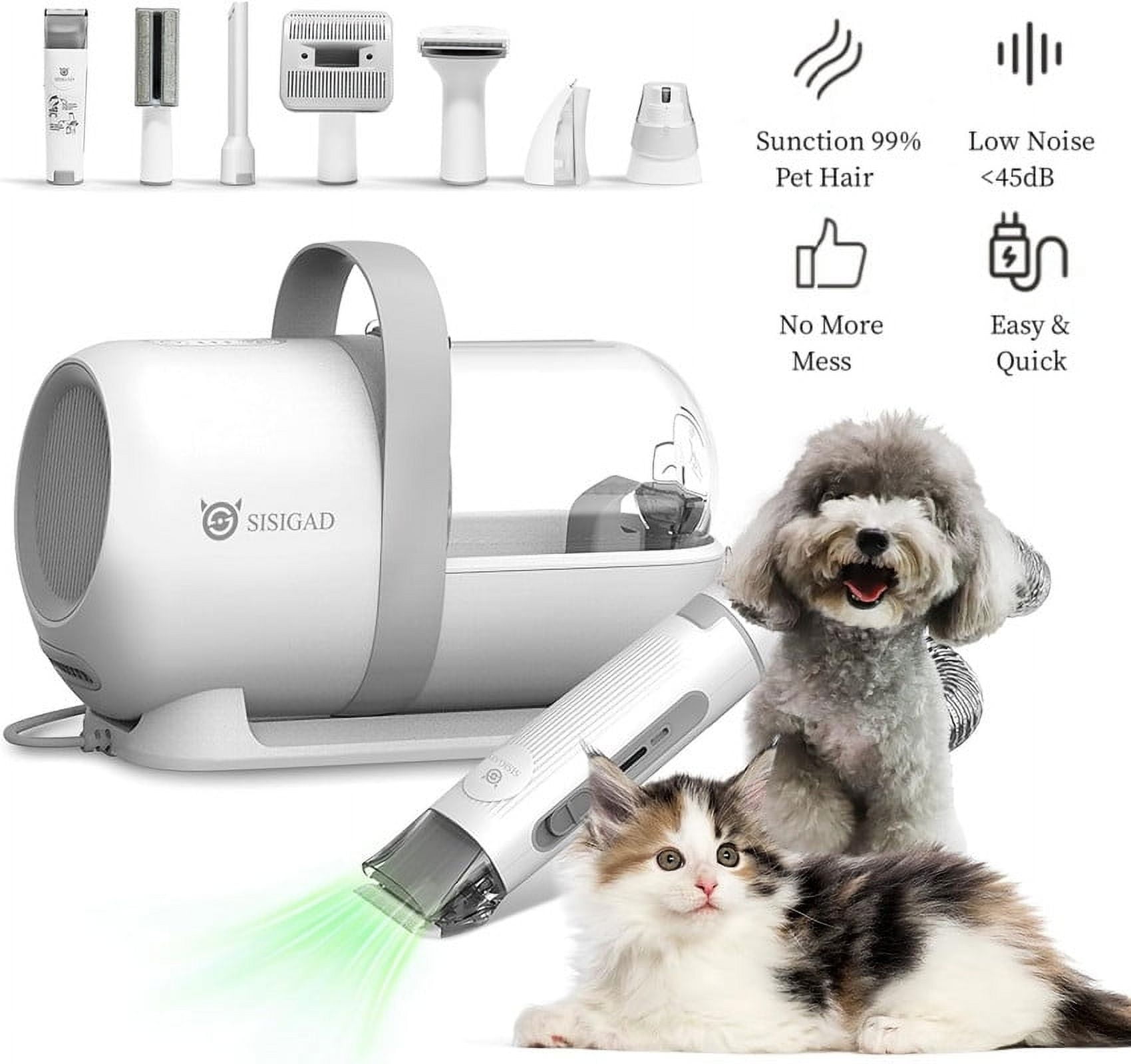 SISIGAD Pet Grooming Kit and Vacuum, 7in1 Dog Grooming Kit