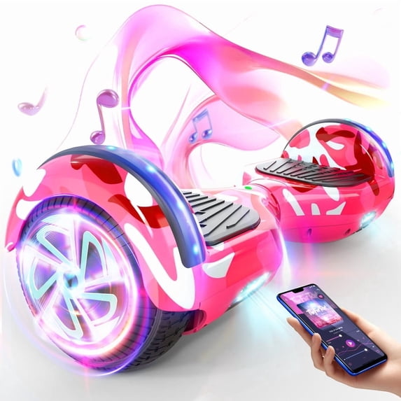 SISIGAD Upgraded Hoverboard with Bluetooth Speakers & LED Light, 6.5" Tires Dual Powerful Motor All Road Self Balancing Scooter