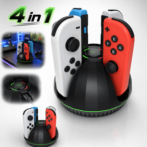 SIISLL Controller Charging Dock for Nintendo Joycon, Charger Station with JoyCon, 4 in 1 Joycon Charging Dock for Joy Con with LED Indication and USB Type-C Charger Cable