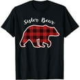thumbnail image 1 of SISTER BEAR | Women Red Plaid Christmas Pajama Gift Funny Creative Graphic T-Shirt, 1 of 3