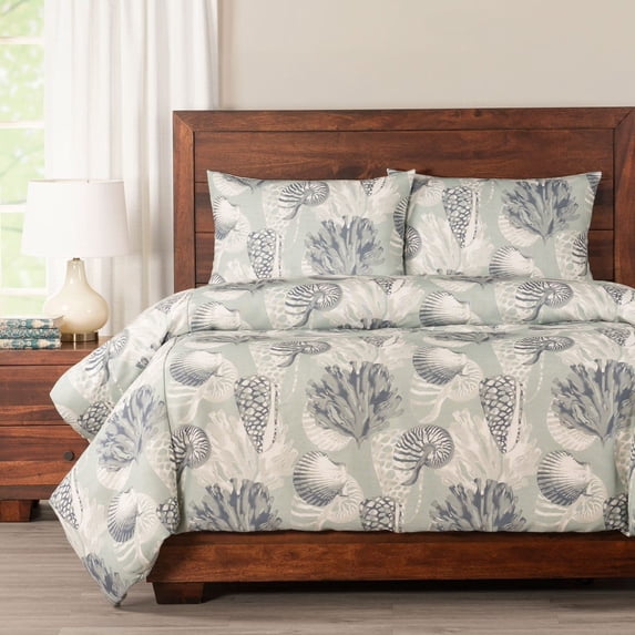 SIScovers Amelia Island Seashell Print Duvet Set Queen - 3 Piece