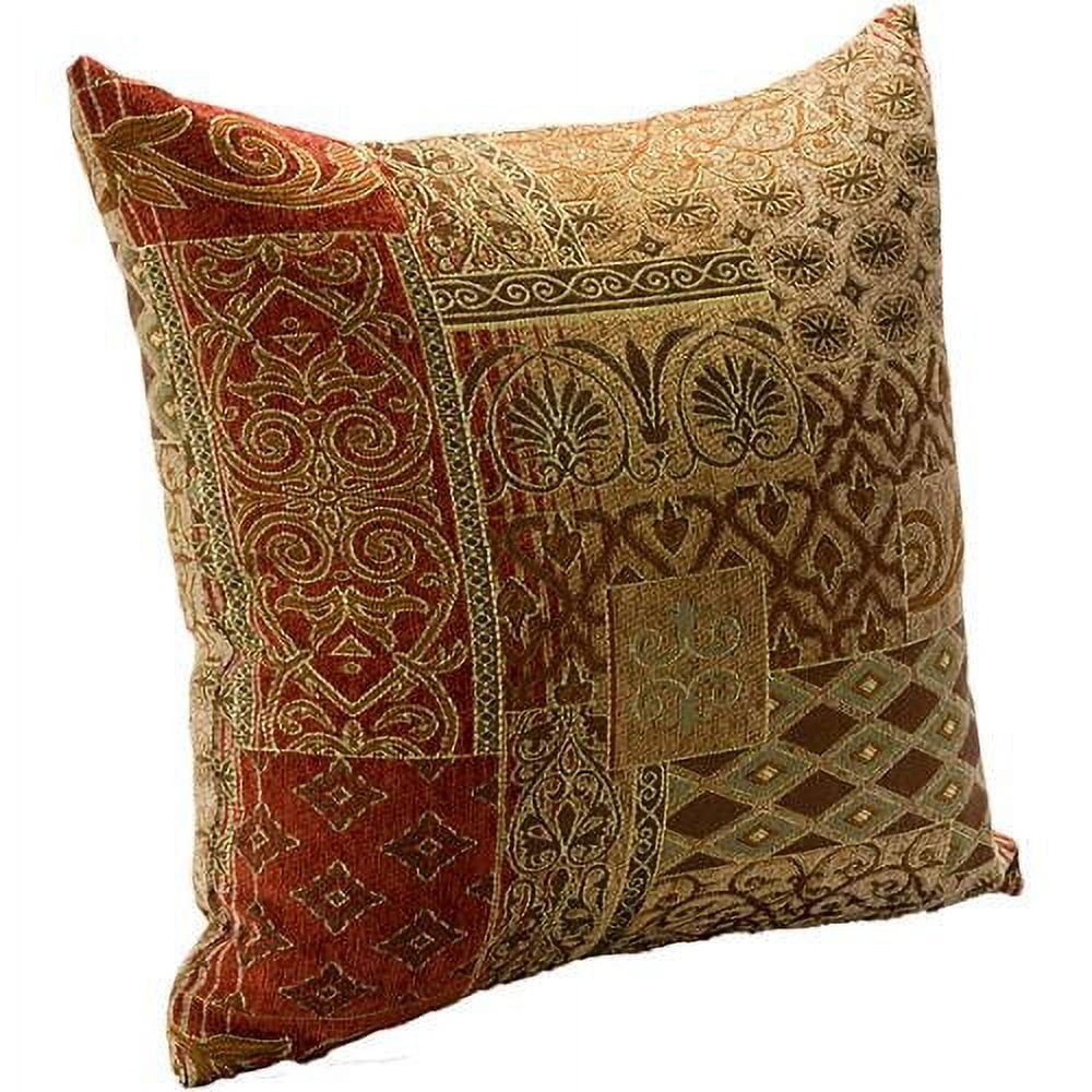 Empress Patchwork Red and Gold Ikat Throw Pillow