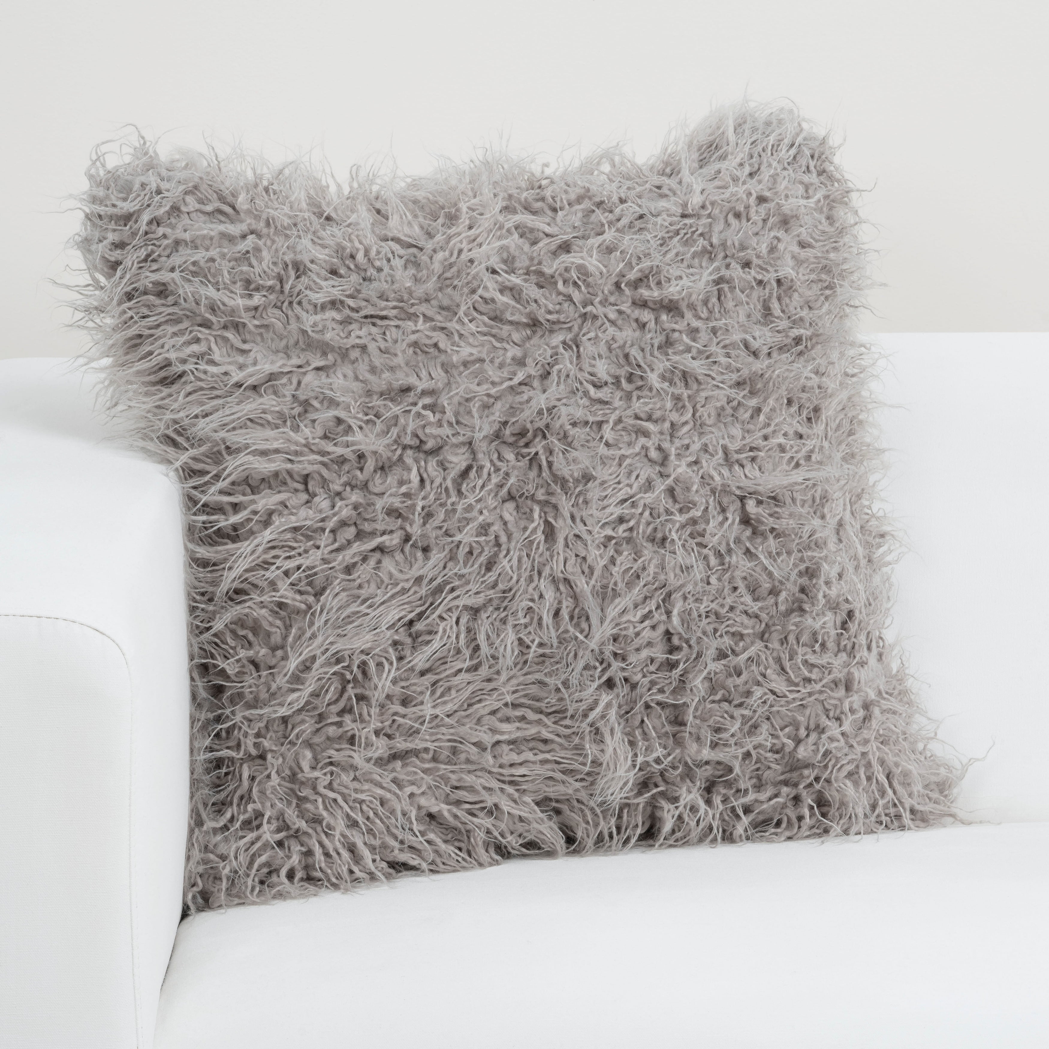 SIScovers Faux-Fur Designer Llama Throw Pillow Smoky Quartz