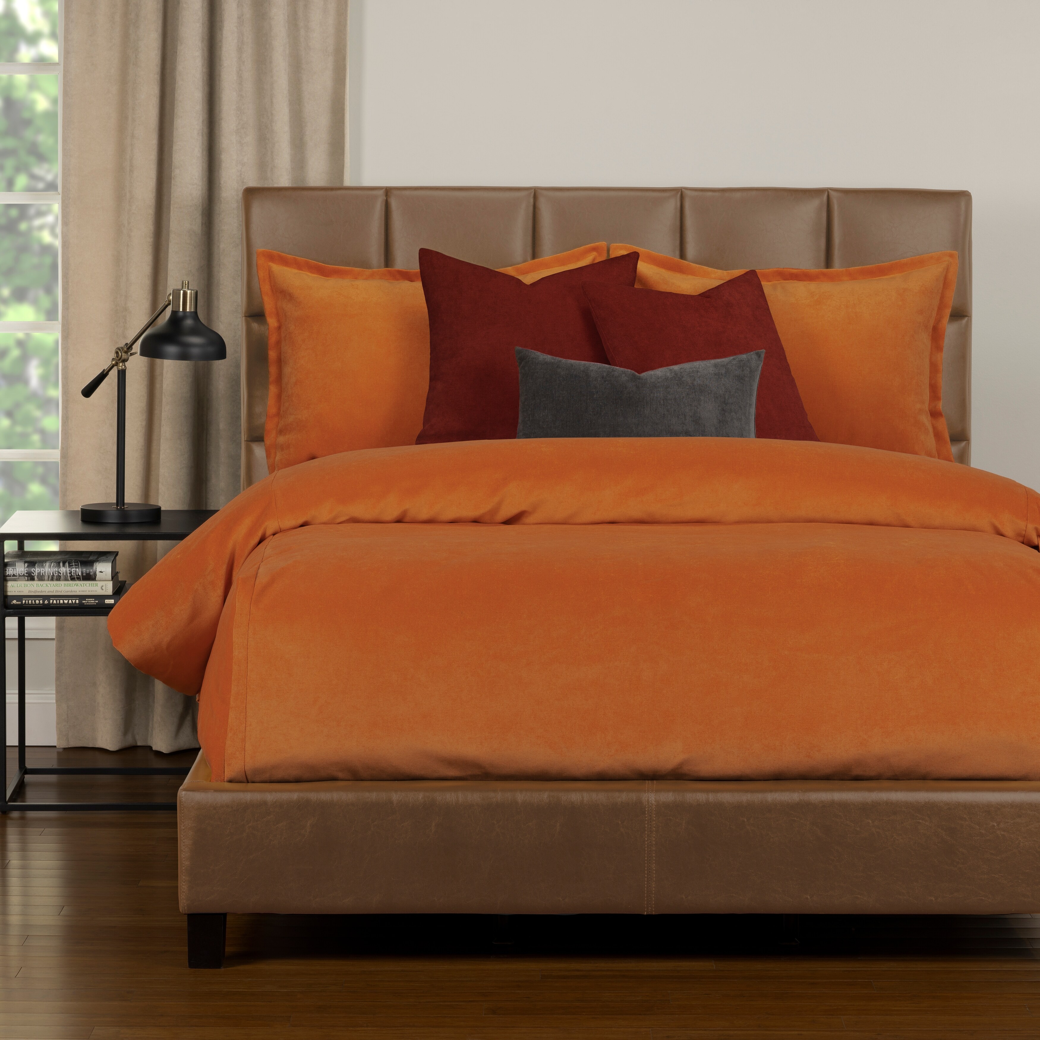 SIScovers Mixology Padma 6piece Bed Cap Comforter Set with Sewn Corners Orange Queen 6 Piece