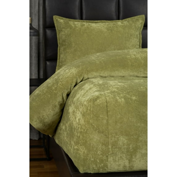 SIScovers Mixology Padma 7 Piece Bedcap Comforter Set Olive King 7 Piece Mid-Century Modern