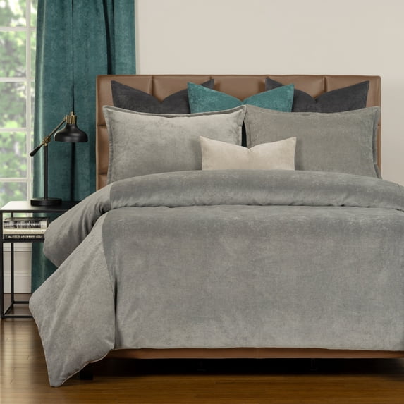 SIScovers Mixology Padma 8 Piece Duvet Cover and Insert Set Smoke Queen 8 Piece Mid-Century Modern