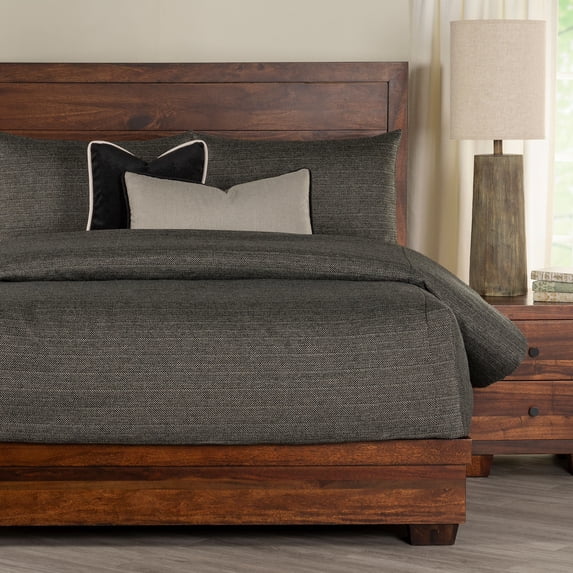 SIScovers Performance Tweed Bed-Cap Comforter Set with Tailored Corners Onyx California King 5 Piece