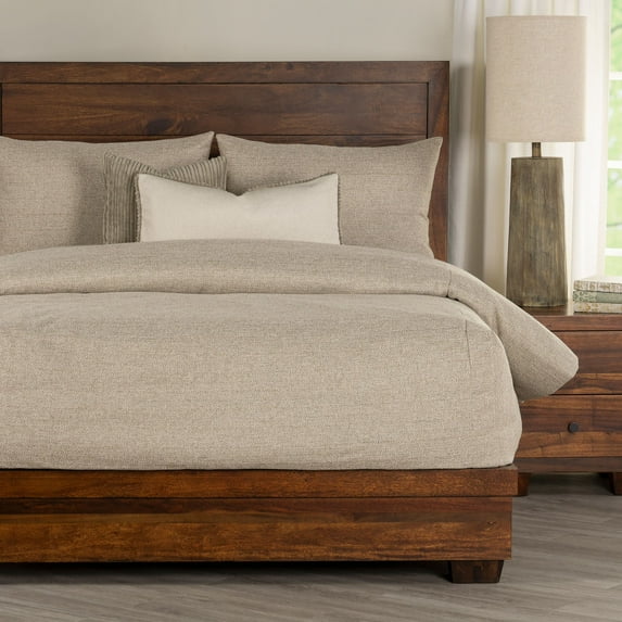 SIScovers Performance Tweed Bed-Cap Comforter Set with Tailored Corners Sand King 5 Piece