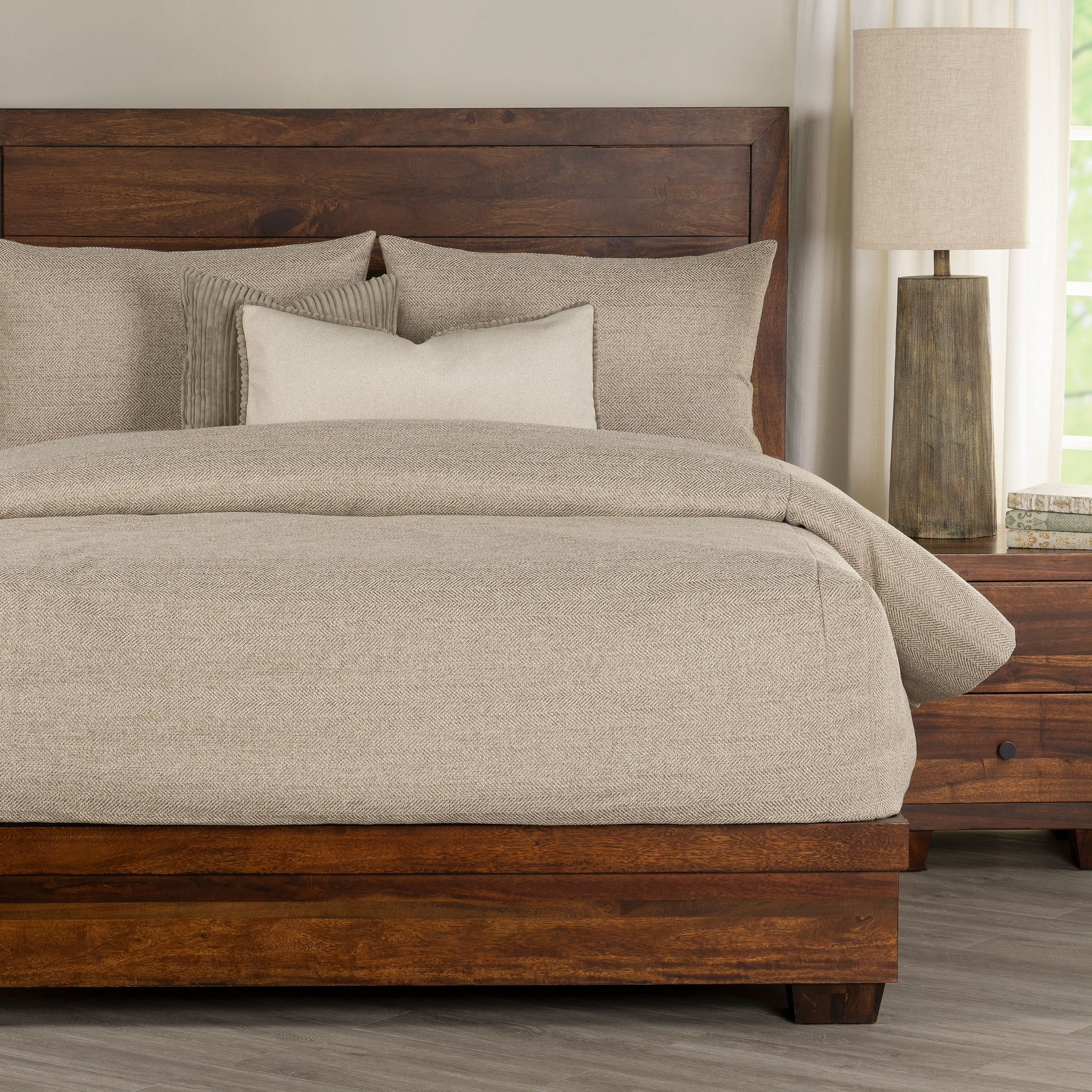 SIScovers Performance Tweed BedCap Comforter Set with Tailored Corners Sand Queen 5 Piece