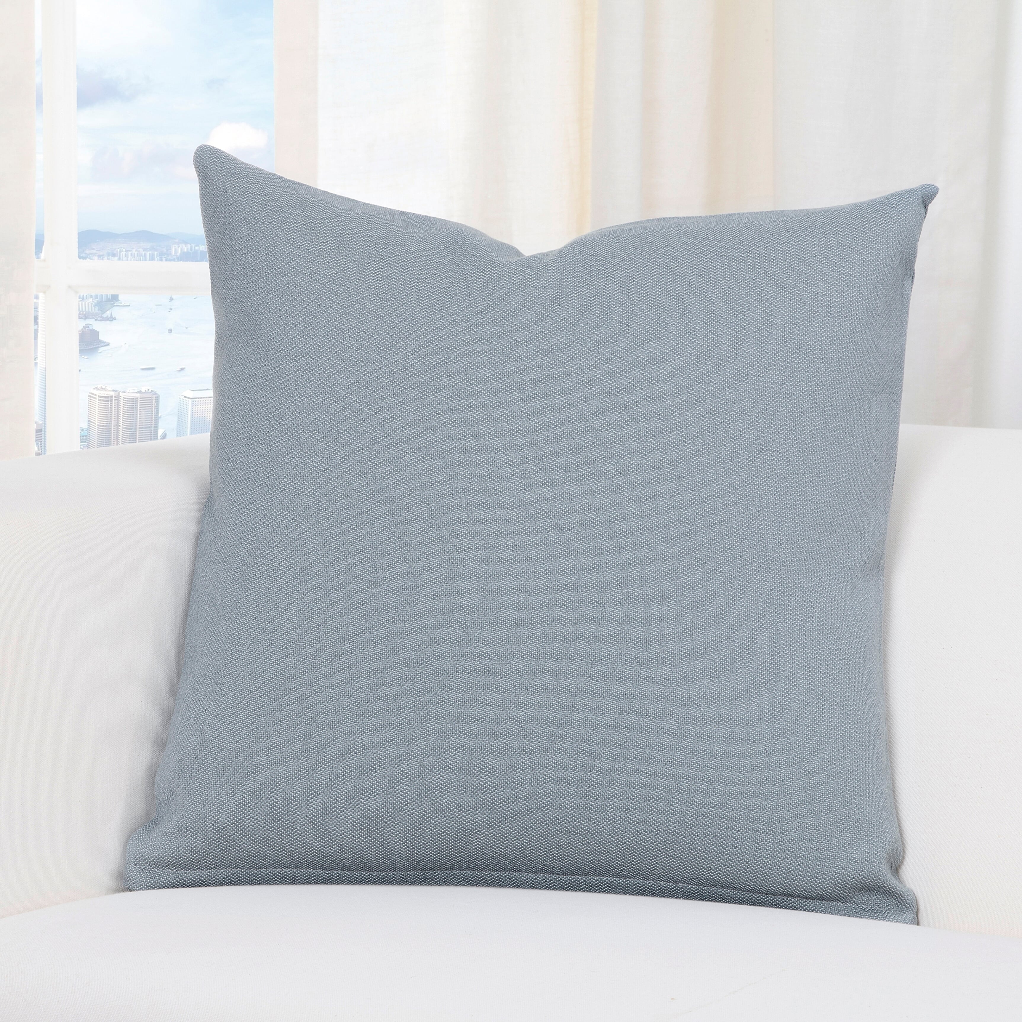 Fog Gray Stain-Resistant Polypropylene Square Throw Pillow