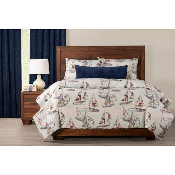SIScovers Sailboat Nautical Print Duvet Set Yacht Club - King - 5 Piece