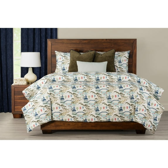 SIScovers Tranquil Japanese Garden Print Duvet Set Kirin Pearl - King - 7 Piece
