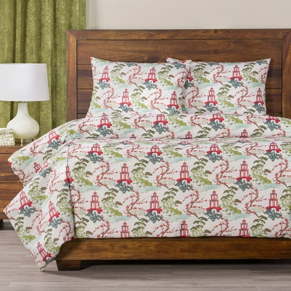 SIScovers Tranquil Japanese Garden Print Duvet Set Tranquility - King - 3 Piece
