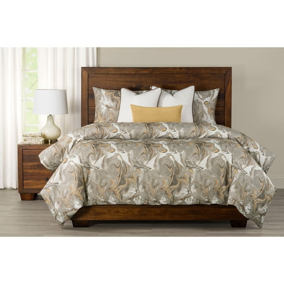 SIScovers Wanderlust Marble Print Duvet Set Wanderlust Golden - Queen - 7 Piece
