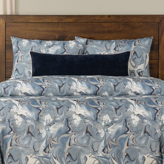 SIScovers Wanderlust Marble Print Duvet Set Wanderlust Sapphire - King - 5 Piece
