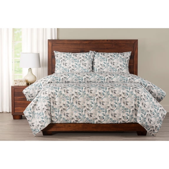 SIScovers Water Garden Botanical Print Duvet Set 3 Piece - Queen