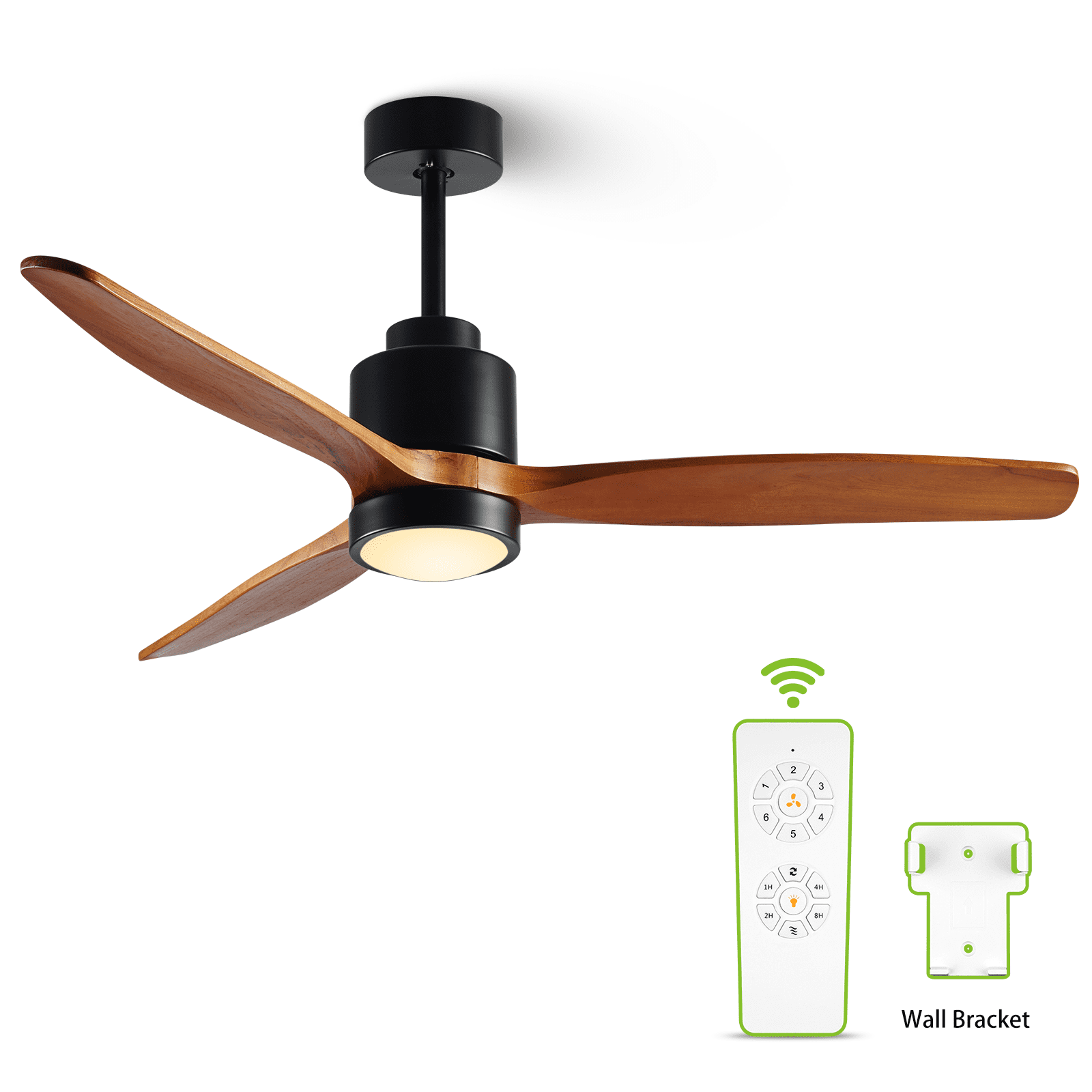 SITERGOFAN 52 inch Ceiling Fan with Lights and Remote Control,Solid Wooden Down Rod Ceiling Fan