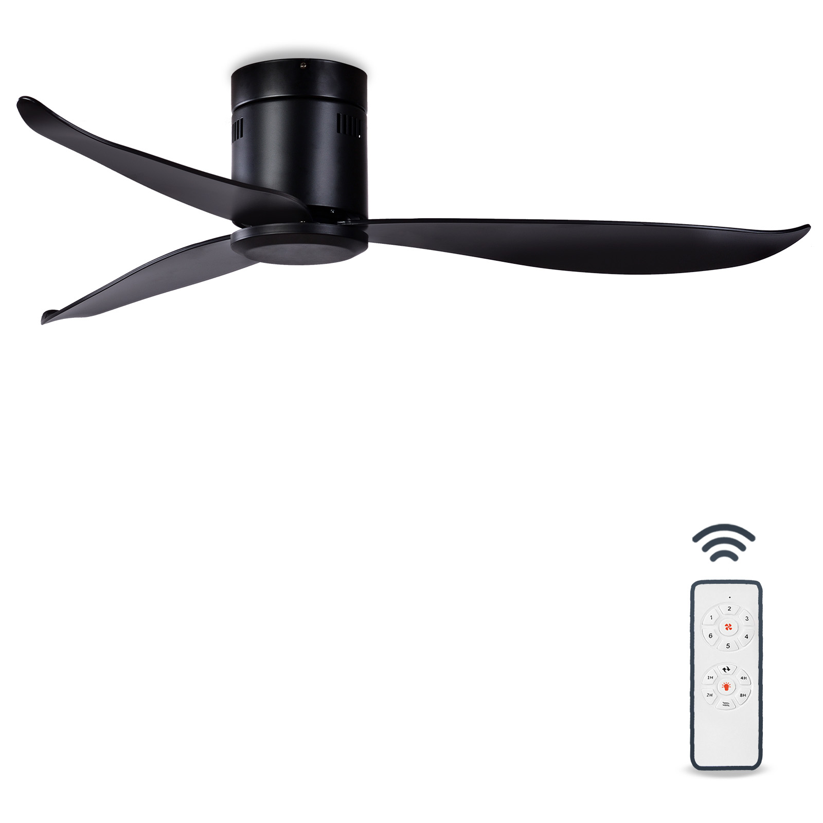 SITERGOFAN 52 inch Low Profile Ceiling Fan No Light, Black Flush Mount