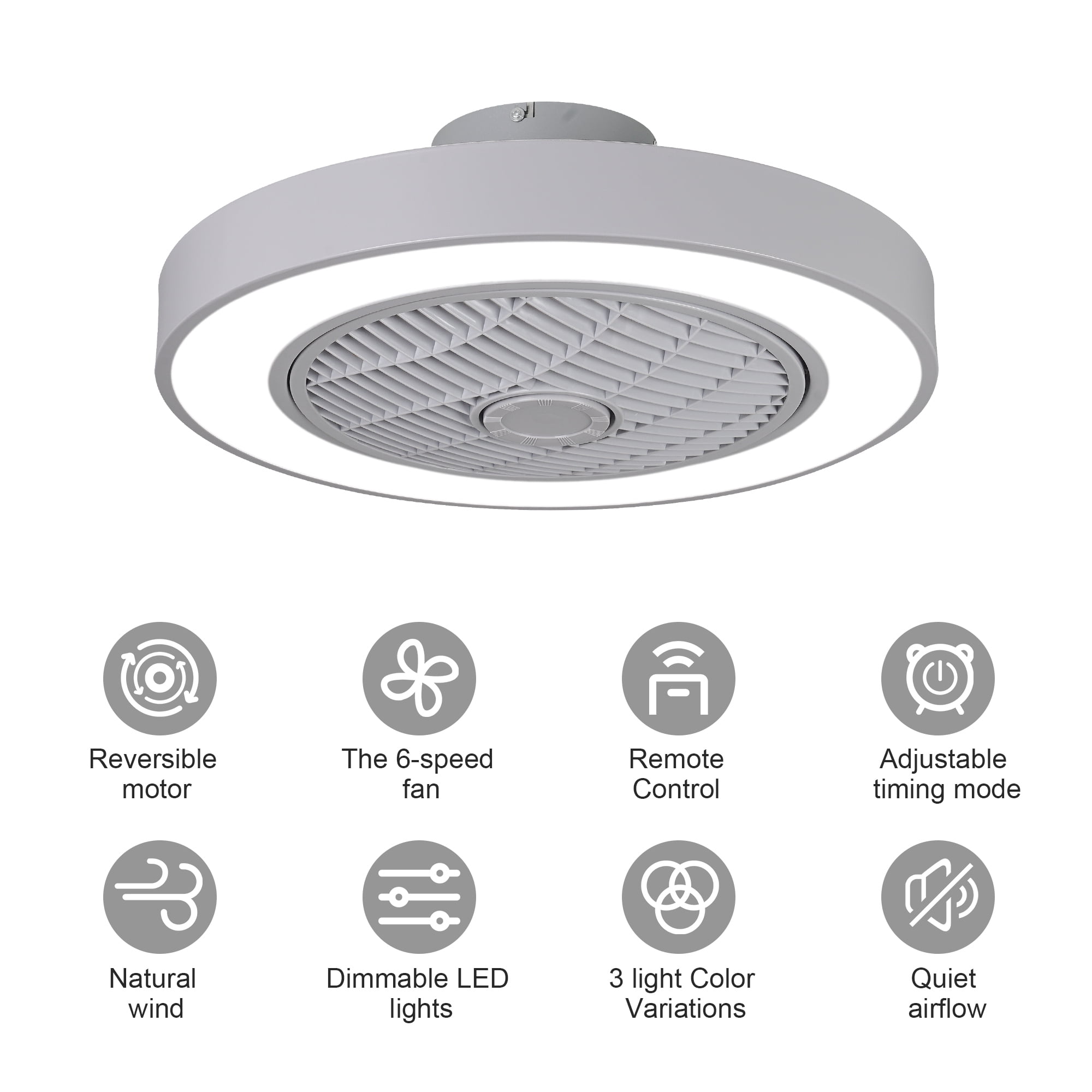 SITERGOFAN Enclosed Bladeless Ceiling Fan With Light,Ceiling Fan With