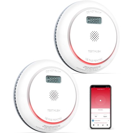SITERWELL 2.4G WiFi Smart Smoke Detector and Carbon Monoxide Detector,Auto-Check,Combo Conforms to UL 217 & UL 2034 Standards, 2 pack