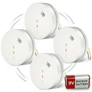 SITERWELL AC Smoke Detector, 10-year Smoke Detector with Test Button and Silence Function, Smoke Alarm with Interconnection Alarm Mode and Photoelectric Sensor for Home, UL Listed, GS517, 4PACK