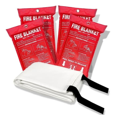 SITERWELL Fiberglass,Fiberglass Fire Suppression Blanket for Emergency Surival,Emergency Blanket with Flame Retardant Protection and Heat Insulation, Survival Blanket ,1m x 1m,4Pack