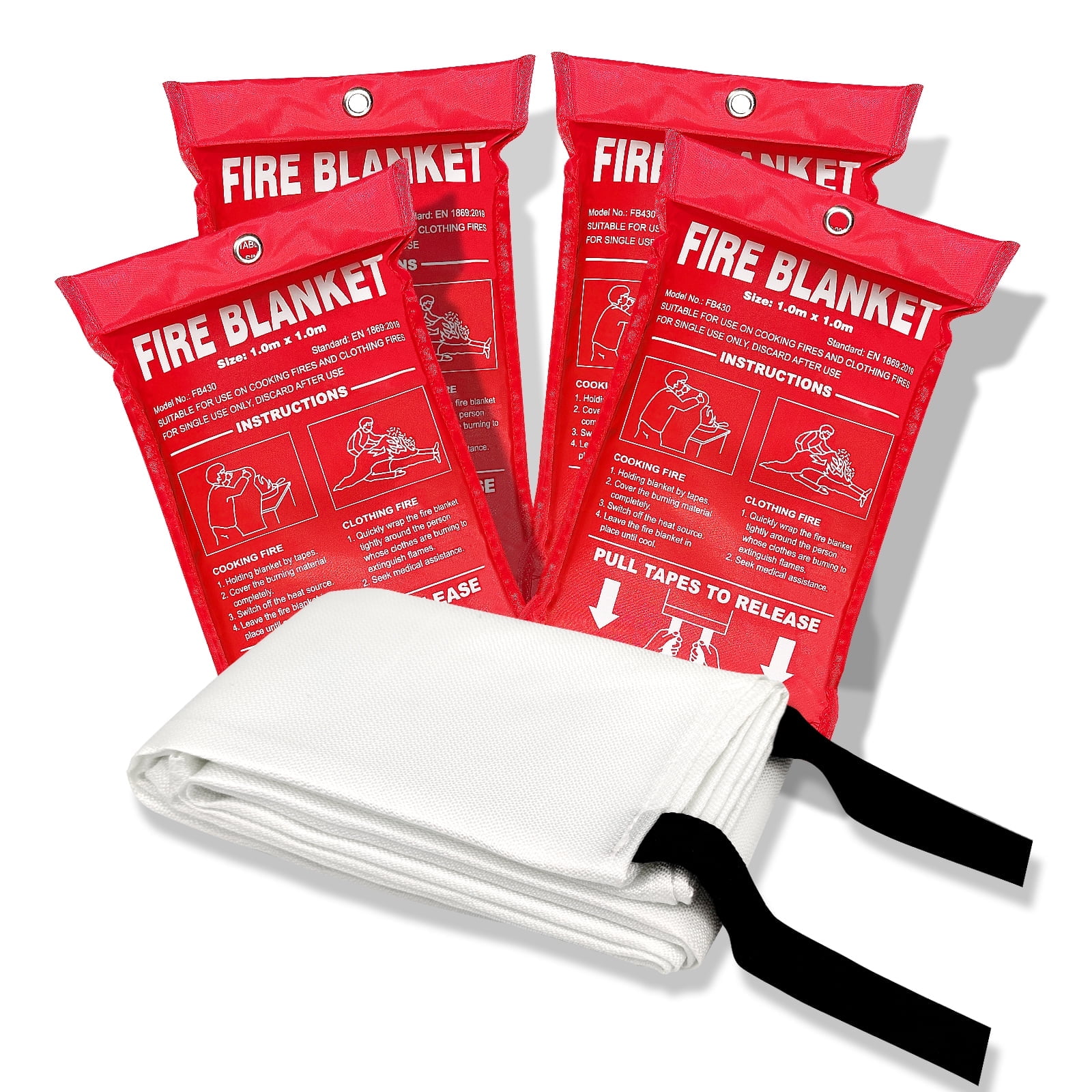 SITERWELL Fiberglass , Fiberglass Fire Suppression Blanket for Emergency SurivalEmergency Blanket with Flame Retardant Protection and Heat Insulation, Survival Blanket 1m x 1m4Pack