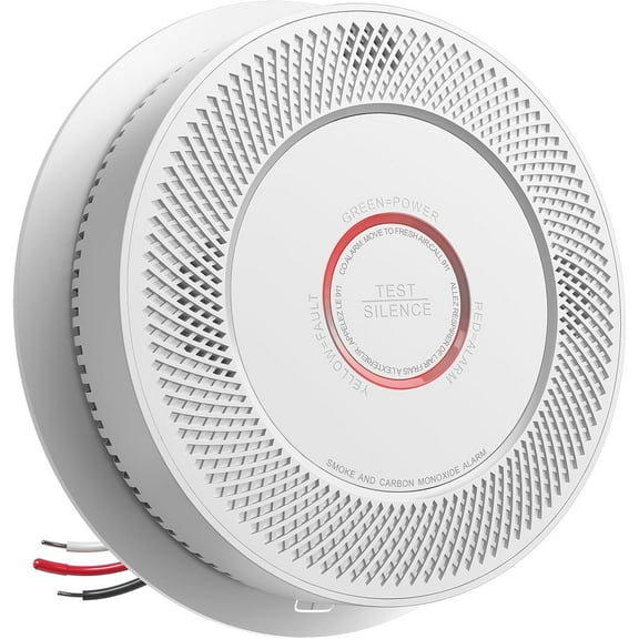 SITERWELL Hardwired Interconnected Smoke and Carbon Monoxide Detector, 10 Year Product Life Alarm Smoke Carbon Monoxide Detector with 2 AA Batteries Back Up, Smoke and CO Detector Voice Alert,1 Pack