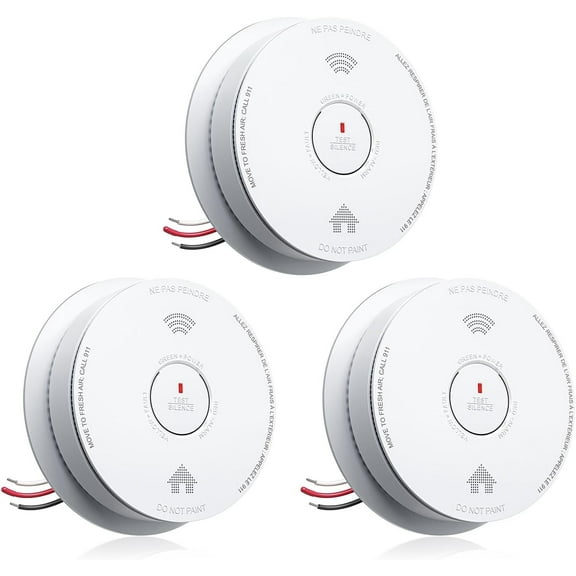 SITERWELL Hardwired Smoke & Carbon Monoxide Detector Combo,10 Year Battery,UL217-9th,Interconnected,Bilingual Voice Alerts,6.1in*1.65in.3 pack
