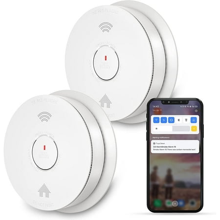 SITERWELL Smart Smoke and Carbon Monoxide Detector with Auto-Check, 2.4G WiFi,Combo Conforms to UL 217 & UL 2034 Standards, 2 Pack