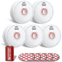 SITERWELL Smoke Alarm - Replacable 9V Battery Operated Smoke Detector with Photoelectric Sensor, 10-Year Life Time Fire Alarm with UL Listed, Fire Safety for Kitchen,Home,Hotel, GS528A,5 Pack