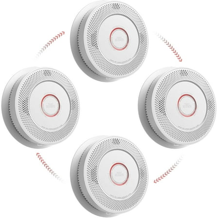 SITERWELL Smoke and Carbon Monoxide Detector 10-Year Battery, Wireless Interconnected Smoke Alarm Carbon Monoxide Detector with Dual Language Voice Alerts for Home and Babyroom, 4 Pack
