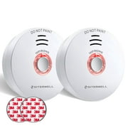 SITERWELL Smoke Detector , 10-Year Smoke Alarm with Built-in 3V Battery and Photoelectric Technology, Fire Detector with Low Battery Warning and Silence Function, UL217, GS508C, 2PACK