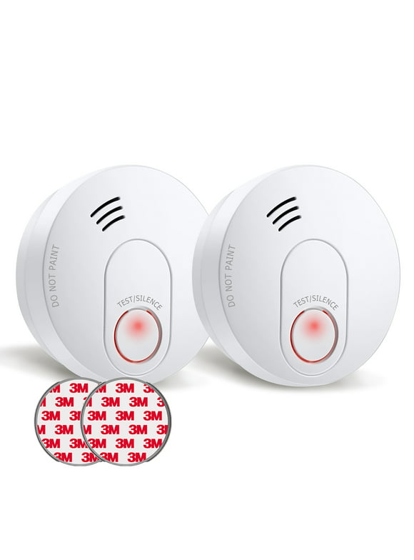 SITERWELL Smoke Detector, 10 Year Smoke Alarm with Photoelectric Sensor, Fire Detector with Low Battery and Fault Warning for House and Bedroom, UL Listed, GS526A, 2 Pack