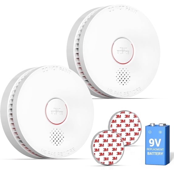SITERWELL Smoke Detector,Fire Alarm,Magnetic Fastening Kit, Smoke Alarm,Photoelectric Sensor ,Low Battery Warning Function for House, 2Packs