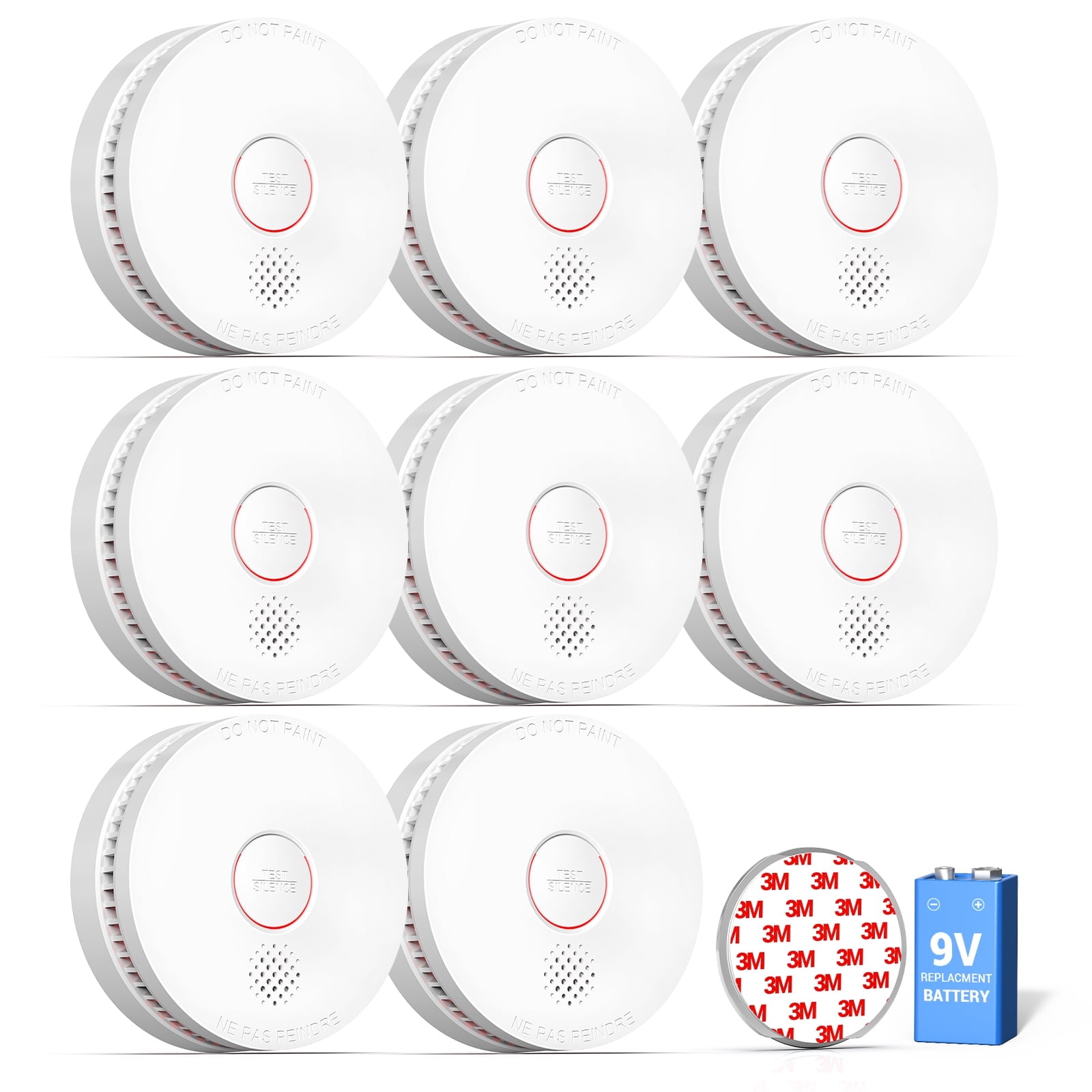 SITERWELL Smoke Detector, 10 Year Product Life Fire Alarm with Magnetic Fastening Kit, Smoke Alarm with Photoelectric Sensor and Low Battery Warning Function for House, ETL-9th Listed, GS509A, 8 Pack